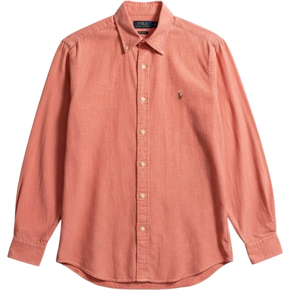 Polo Ralph Lauren Mens XL Classic Fit Cotton Linen Look Shirt Coral Pink